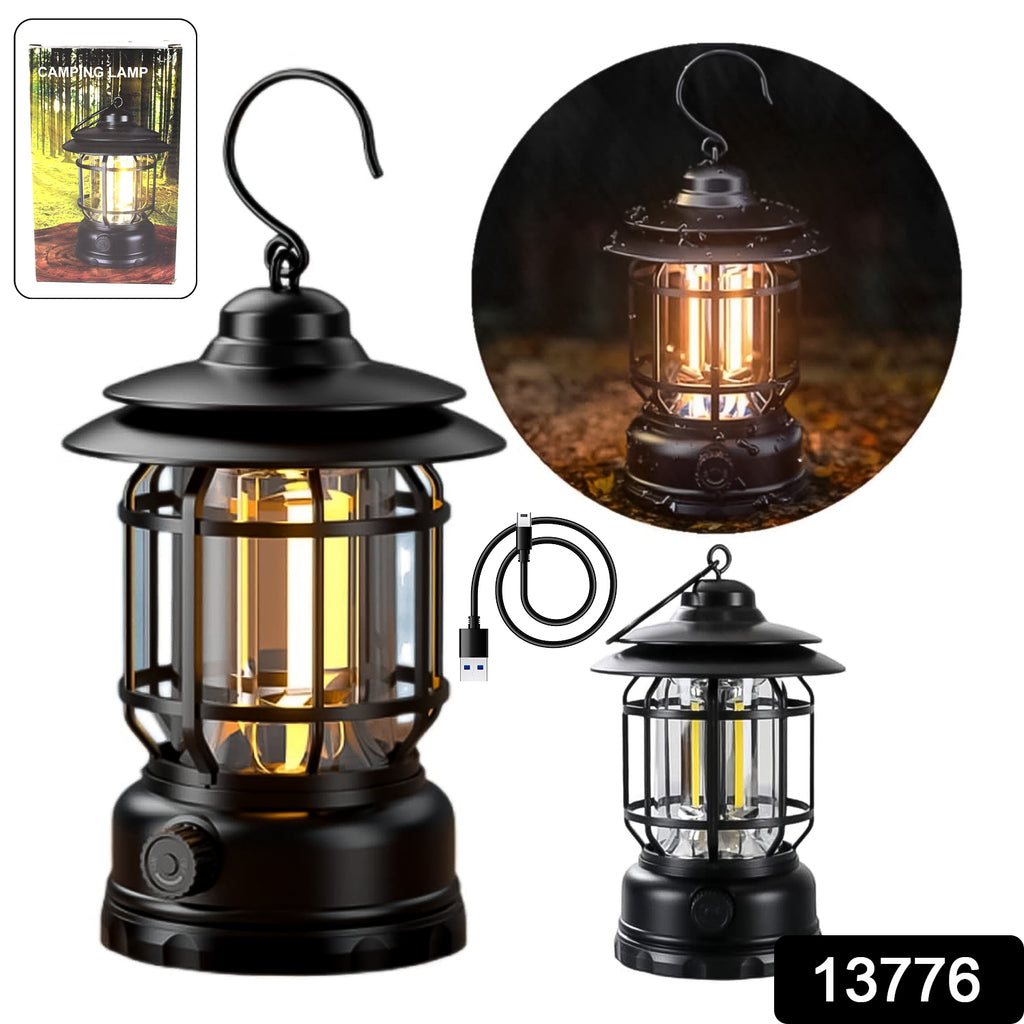 LED Camping Light Retro Style Battery Type-C Rechargeable