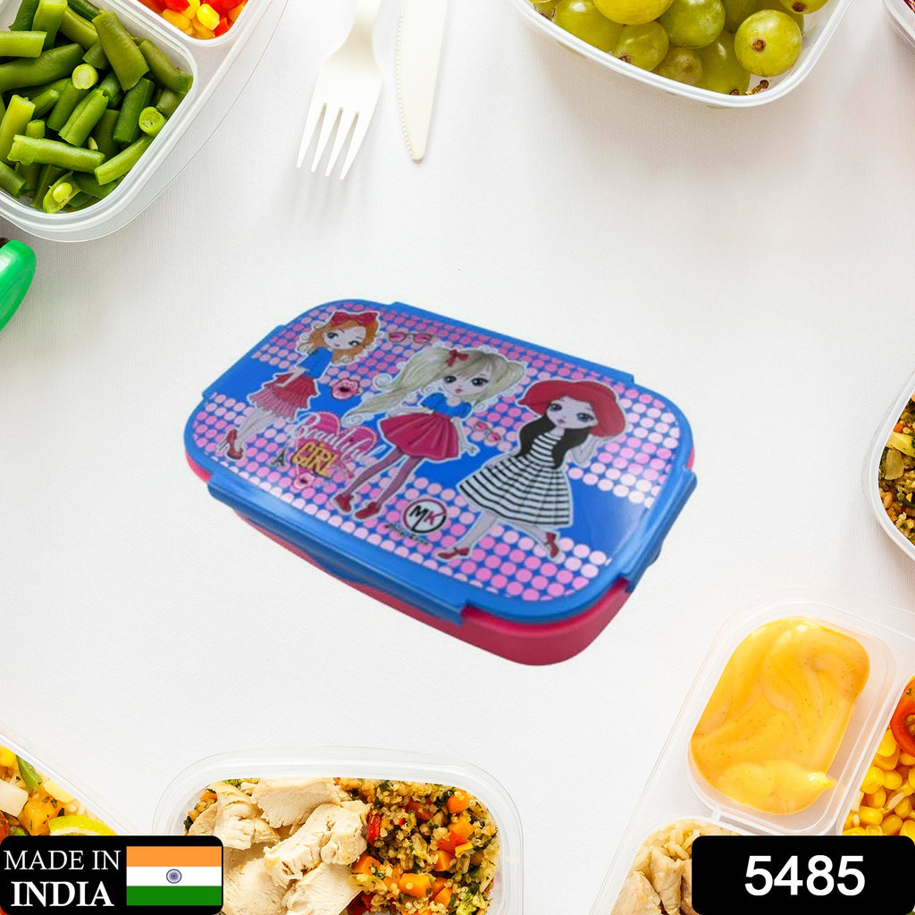 Cartoon Printed Lunch Box with Small Box and Spoon (1 Pc)