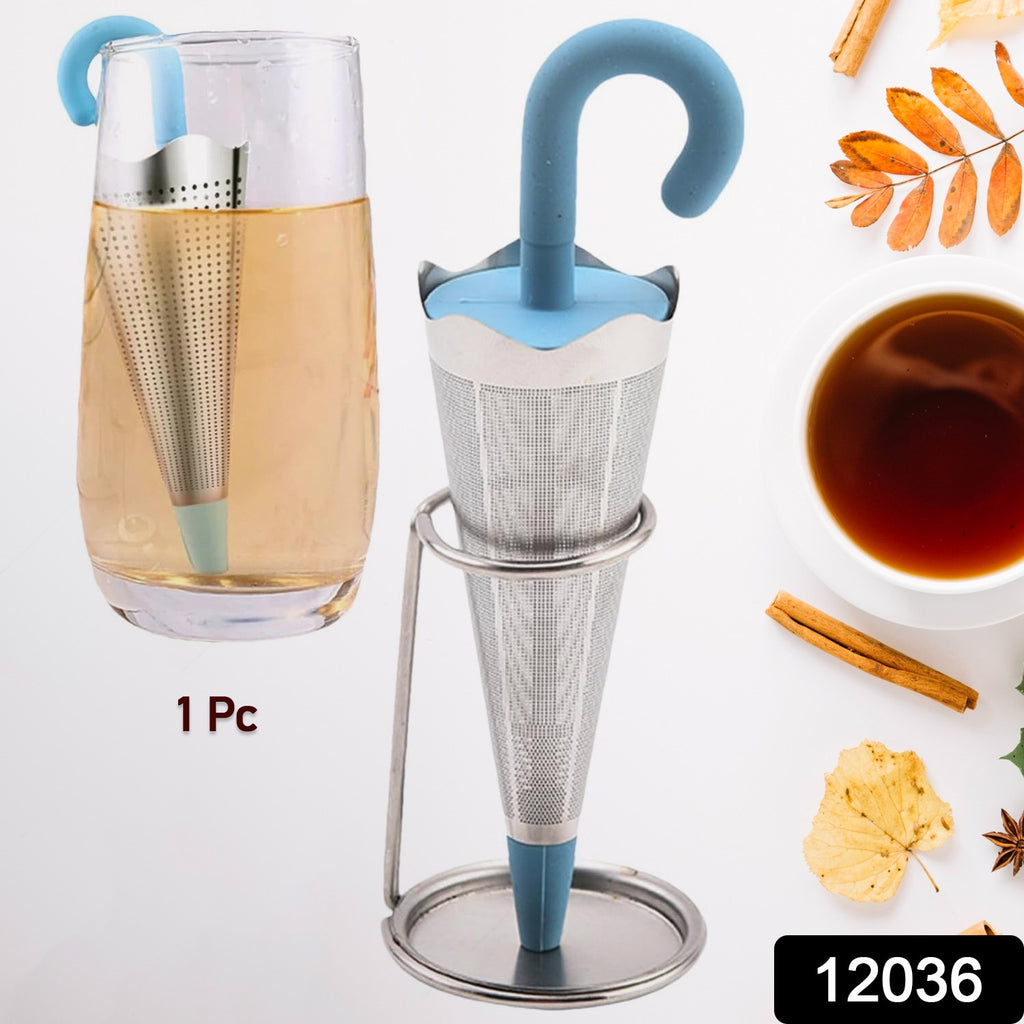 Reusable Cute Umbrella Tea Strainer With Tray (1 Pc)