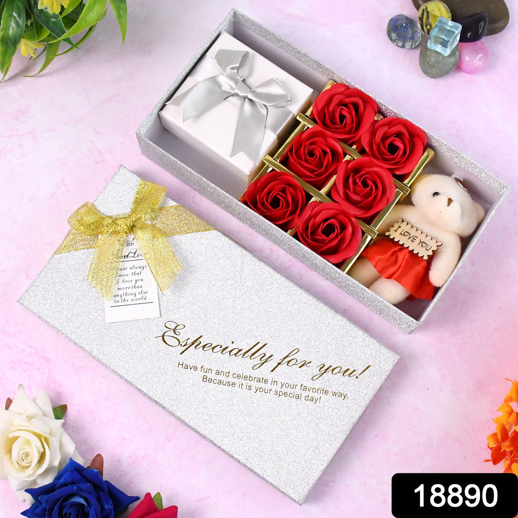 Valentine Day Gift Scented Rose Flowers with Teddy