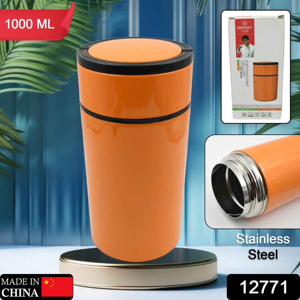 Stainless Steel Water Bottle with Spoon, 1000 ml, Leak Proof