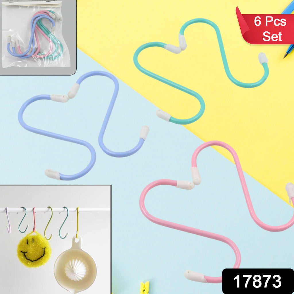 S-Shape Metal Hooks for Hanging, Set of 6