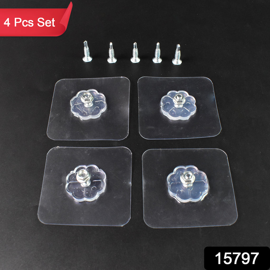 Self Adhesive Hooks Sticker Nut & Bolt Type (4 Pcs Set)