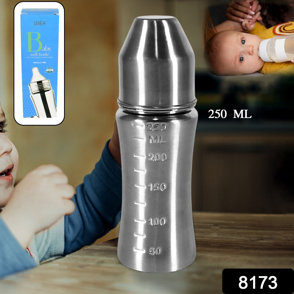 Ganesh Stainless Steel Baby Feeding Bottle (250ml)