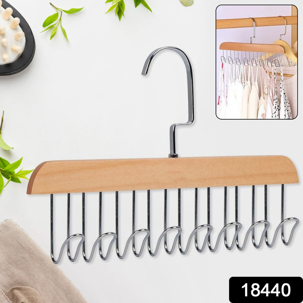 Space-Saving 8 Hooks Wooden Hangers (1 Pc)