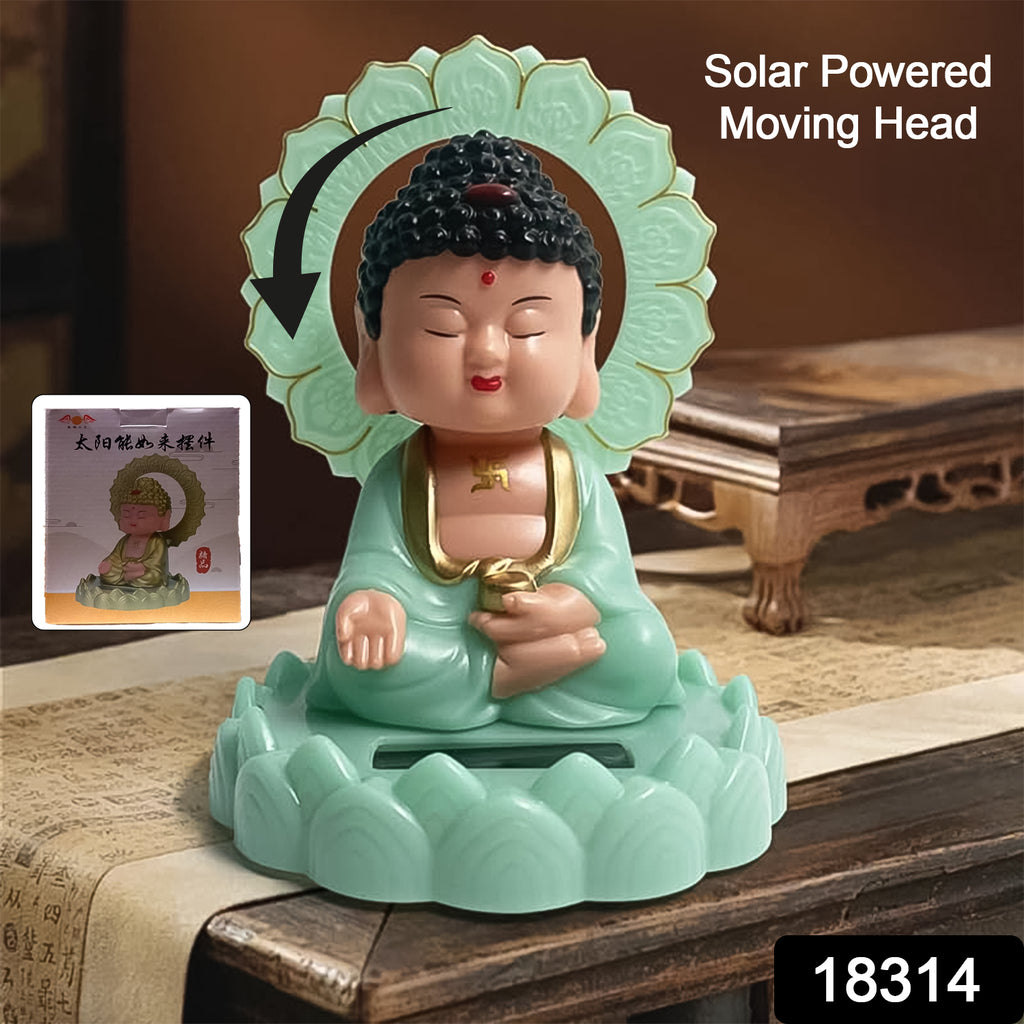Solar-Powered Buddha Statue with Moving Head (1 Pc)