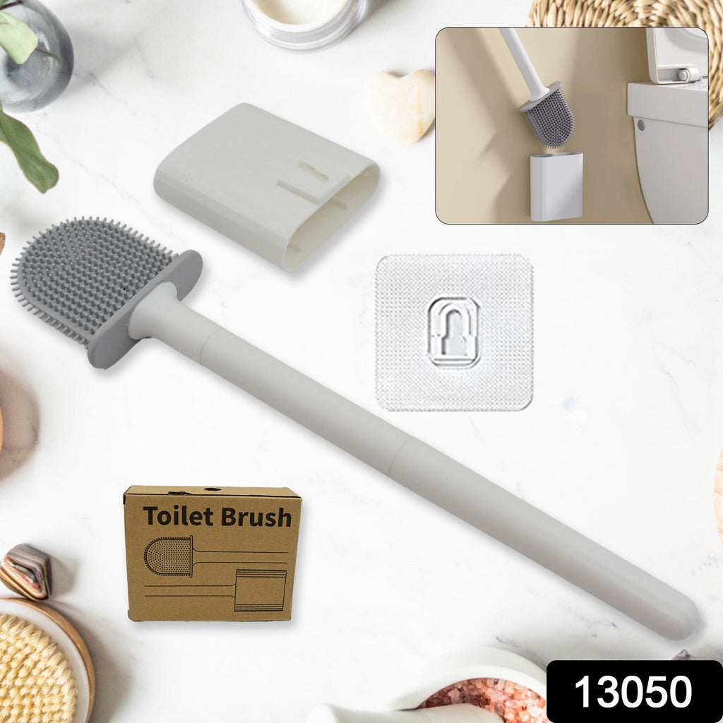 Portable Silicone Toilet Brush with Holder, Wall-Mounted