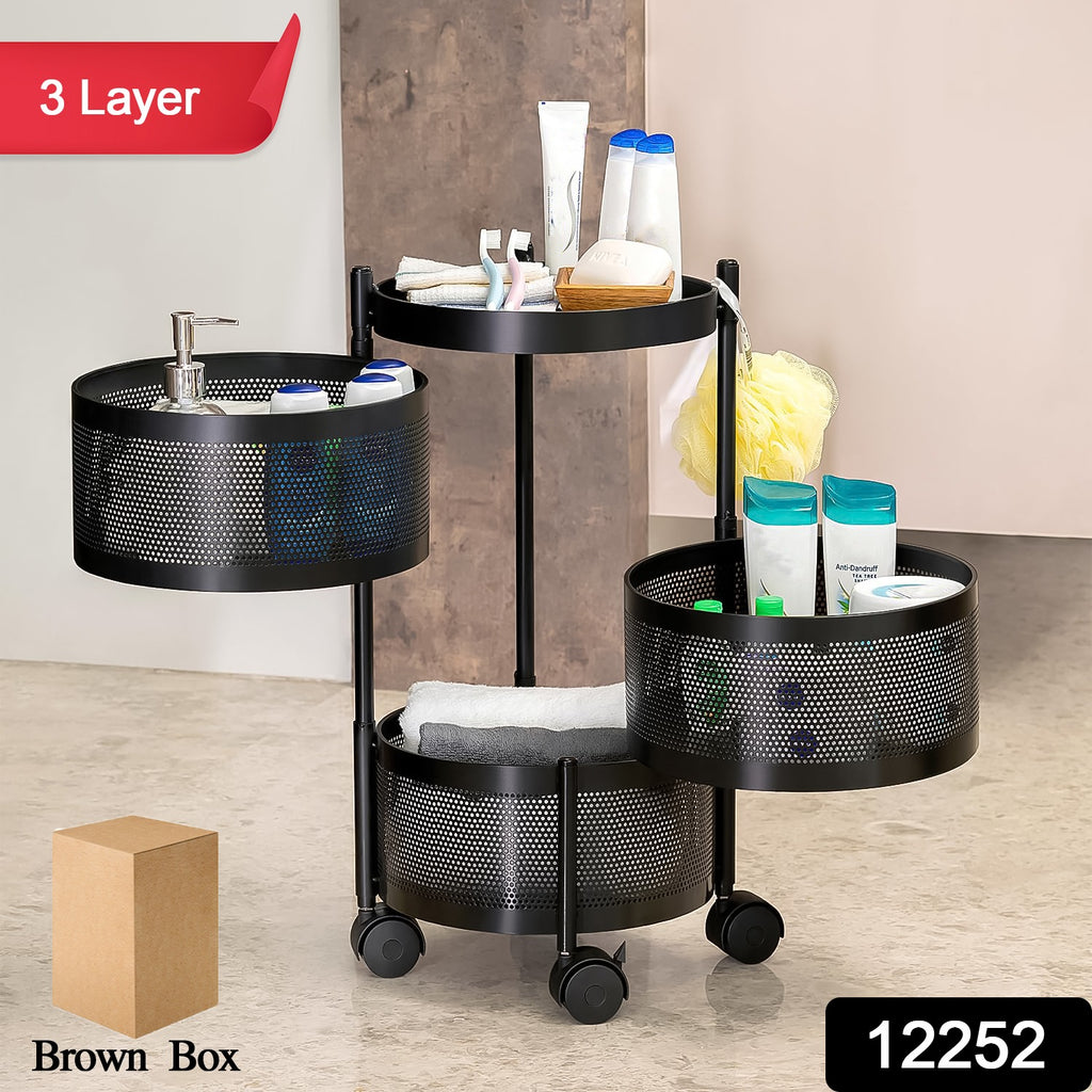 Metal Round Kitchen Trolley (3 Layers)