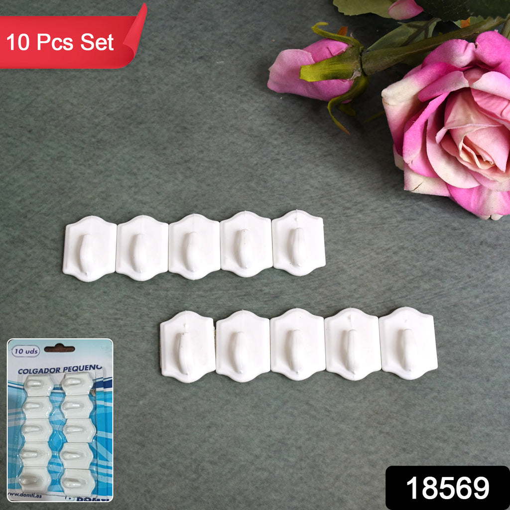Small Adhesive Hooks Wall Hanging (10 Pcs Set)