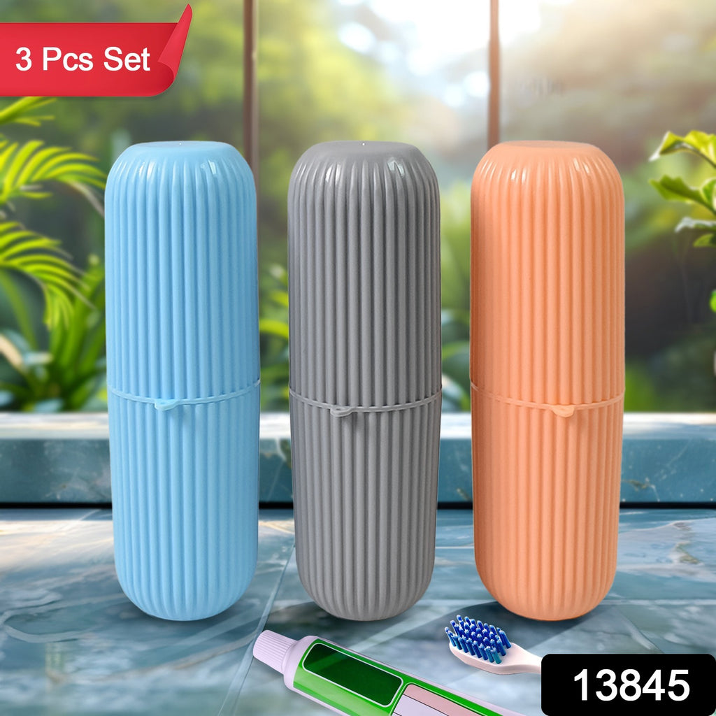 Capsule Shape Travel Toothbrush Case (3 Pcs Set)