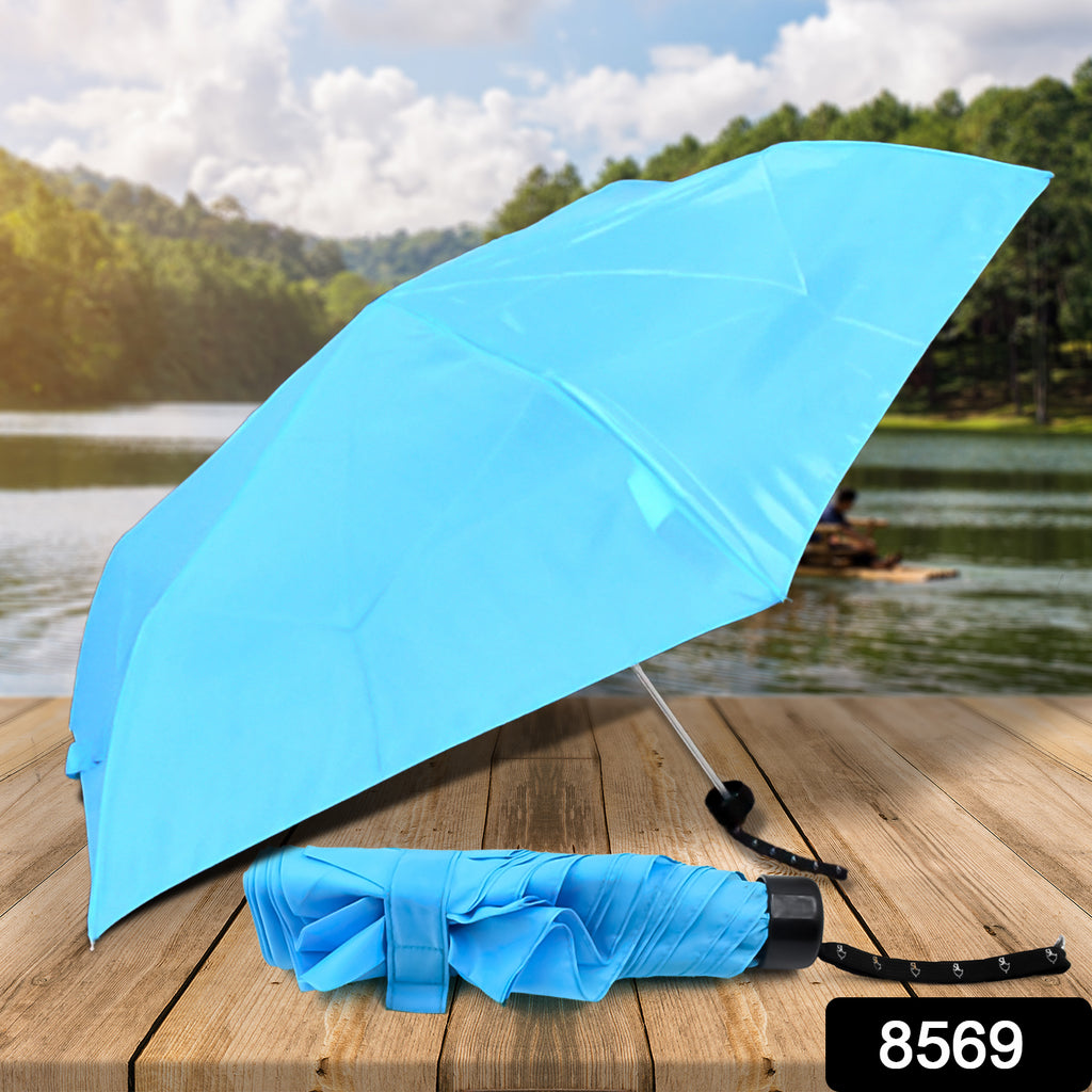 3-Fold Sun & Rain Foldable Umbrella (1 Pc, Mix Color)