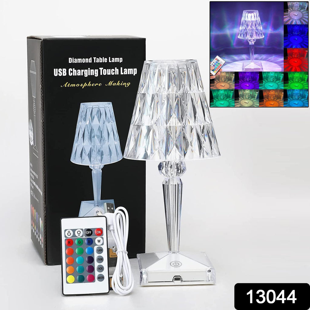 Romantic Crystal Table Lamp, 16 Colors, Touch & Remote