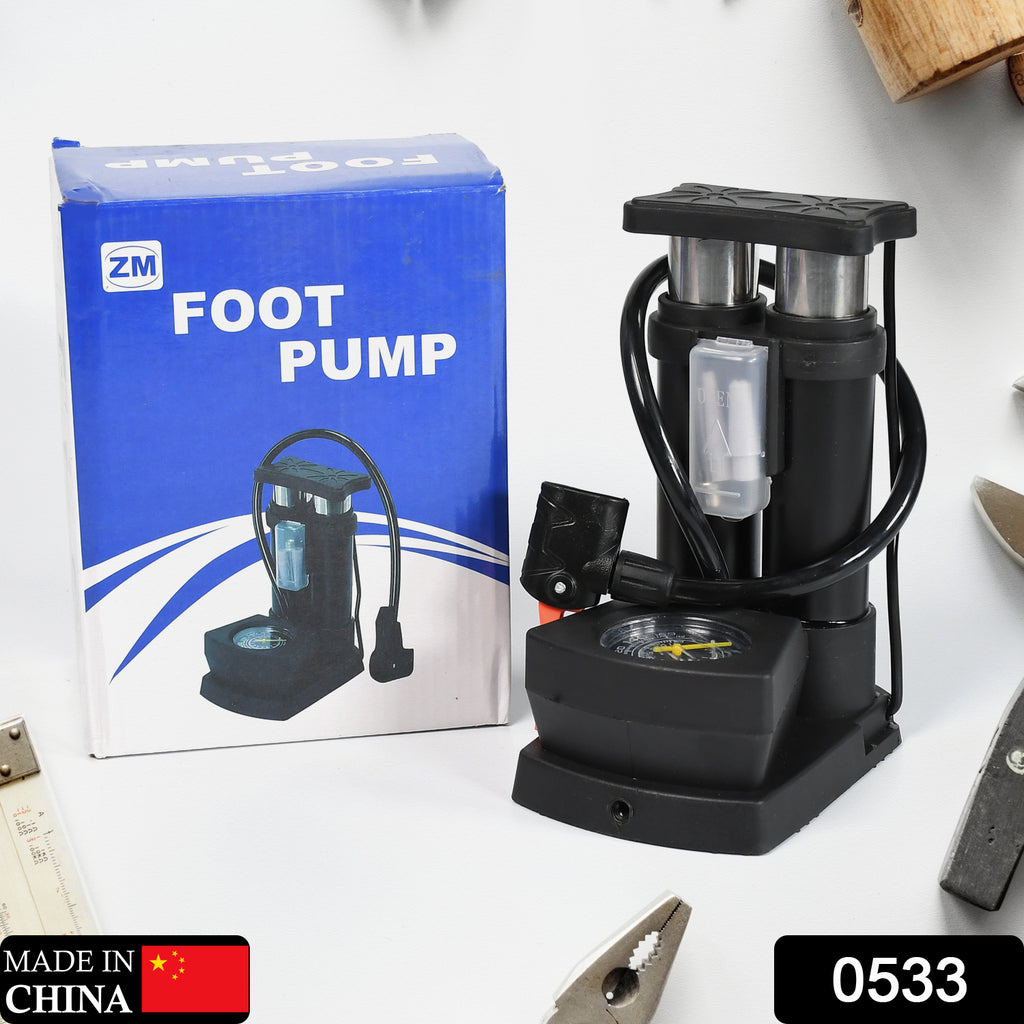 Portable Mini Bike Pump with Foot Activated Gauge