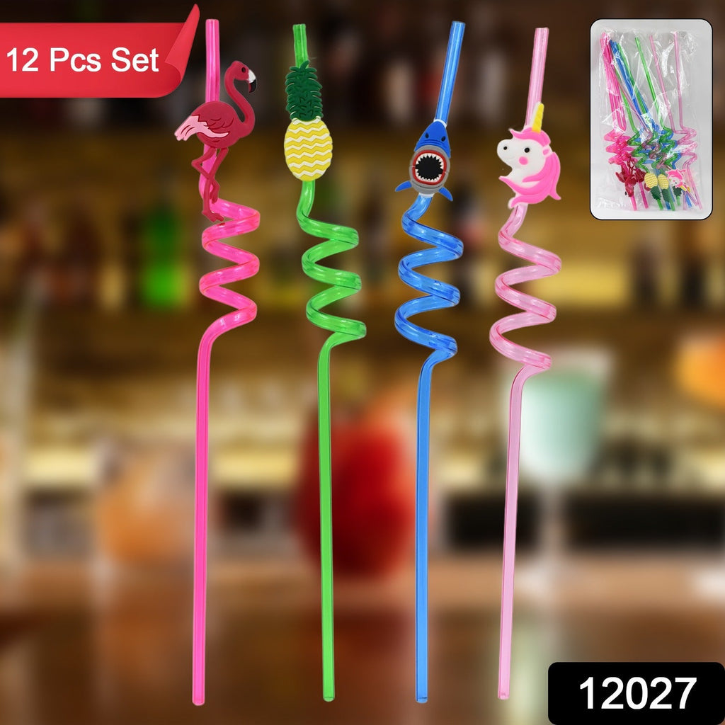 Reusable Plastic Straws for Kids (12 Pcs Set)