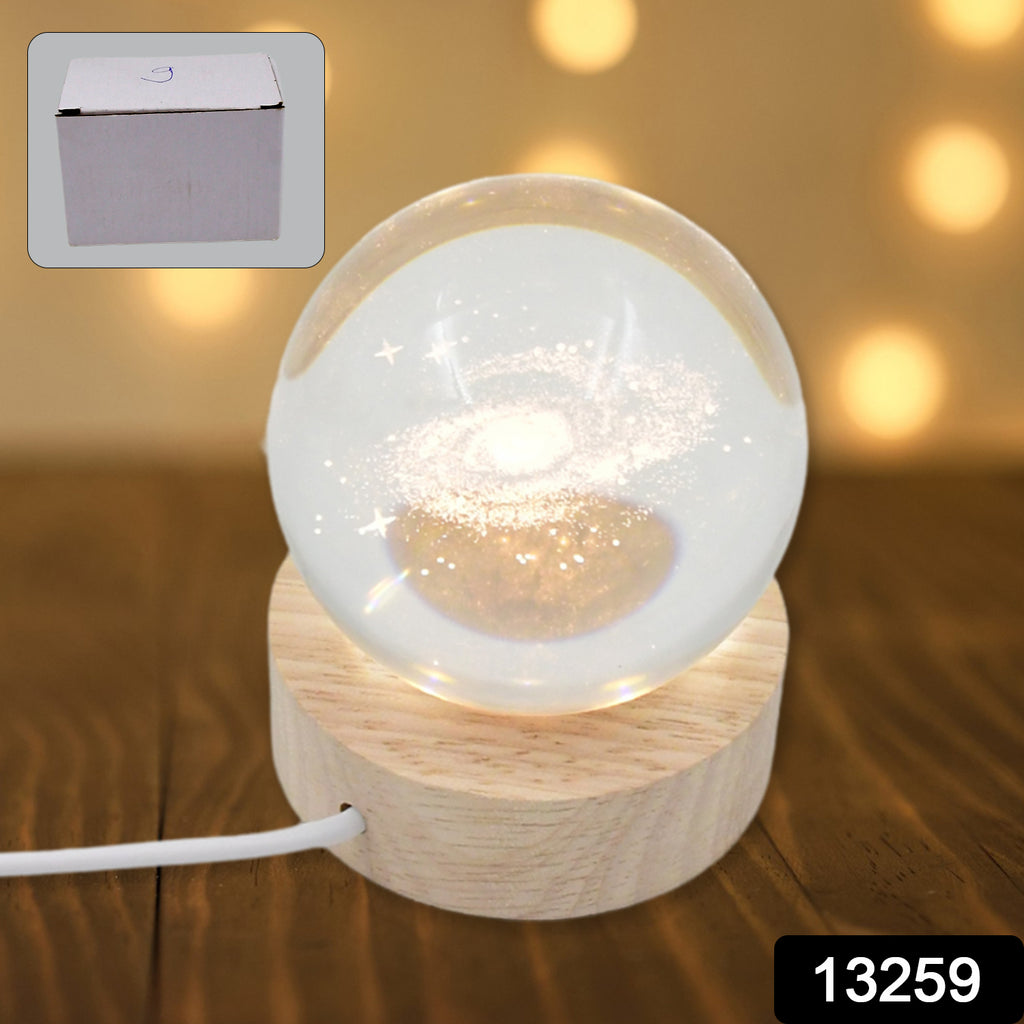 3D Crystal Ball Lamp With Base Decorative Light