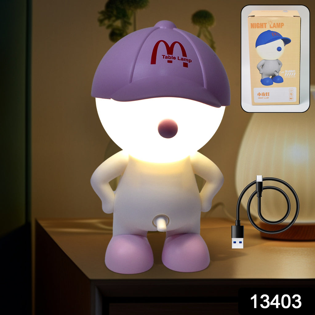 Cute Cartoon LED Desk Night Light with Plastic Cap (1 Pc)