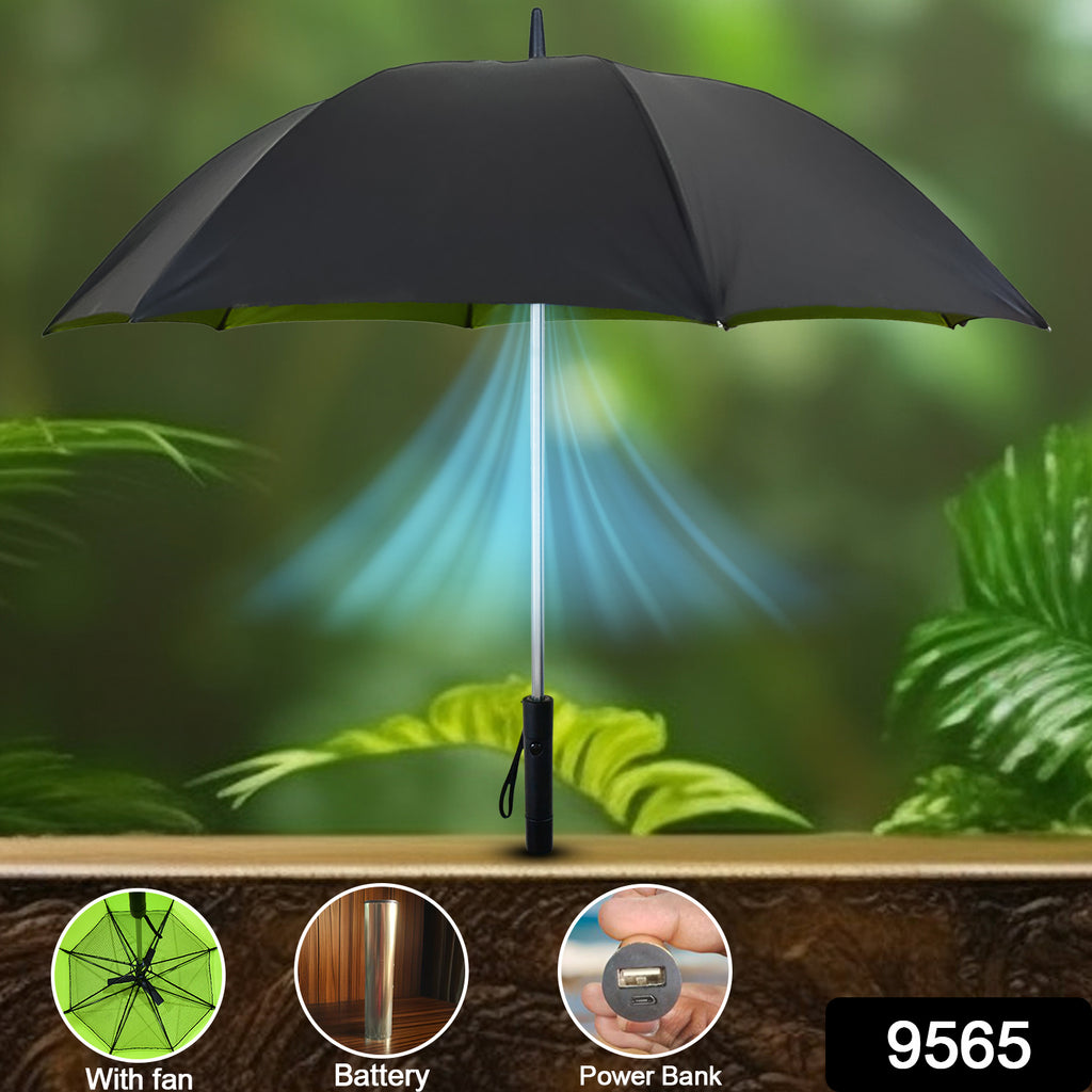 Sun Umbrella with Inside Fan & Power Bank for Summer