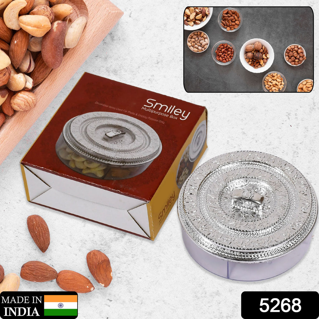 Round Smiley 4-Compartment Box for Kitchen Use (1 Pc)