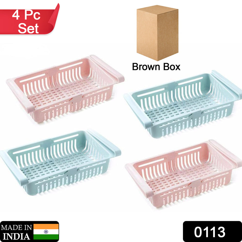Adjustable Fridge Storage Basket Racks (4 Pc Set)