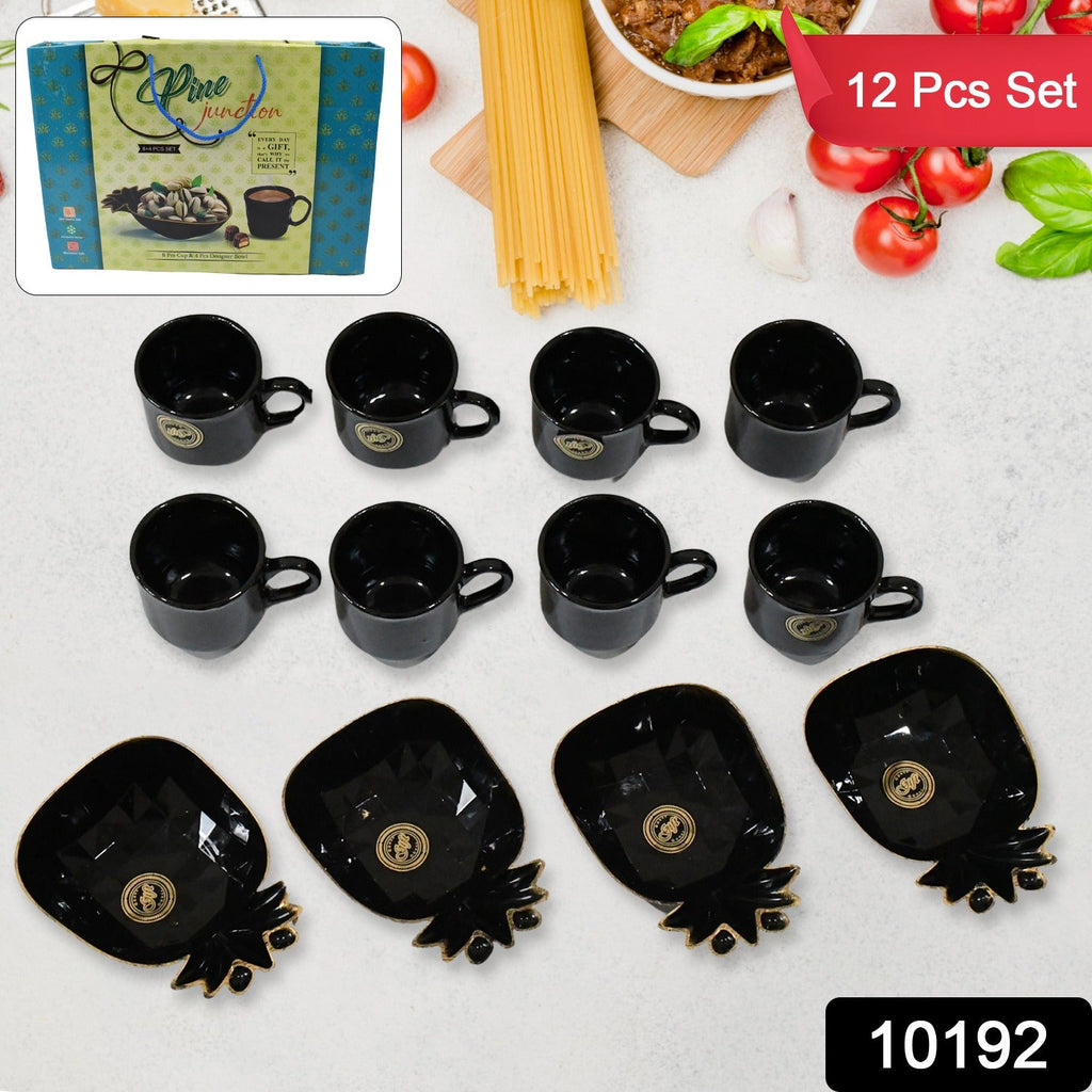 Pine Junction Ceramic Tea Cups Set With Bowl