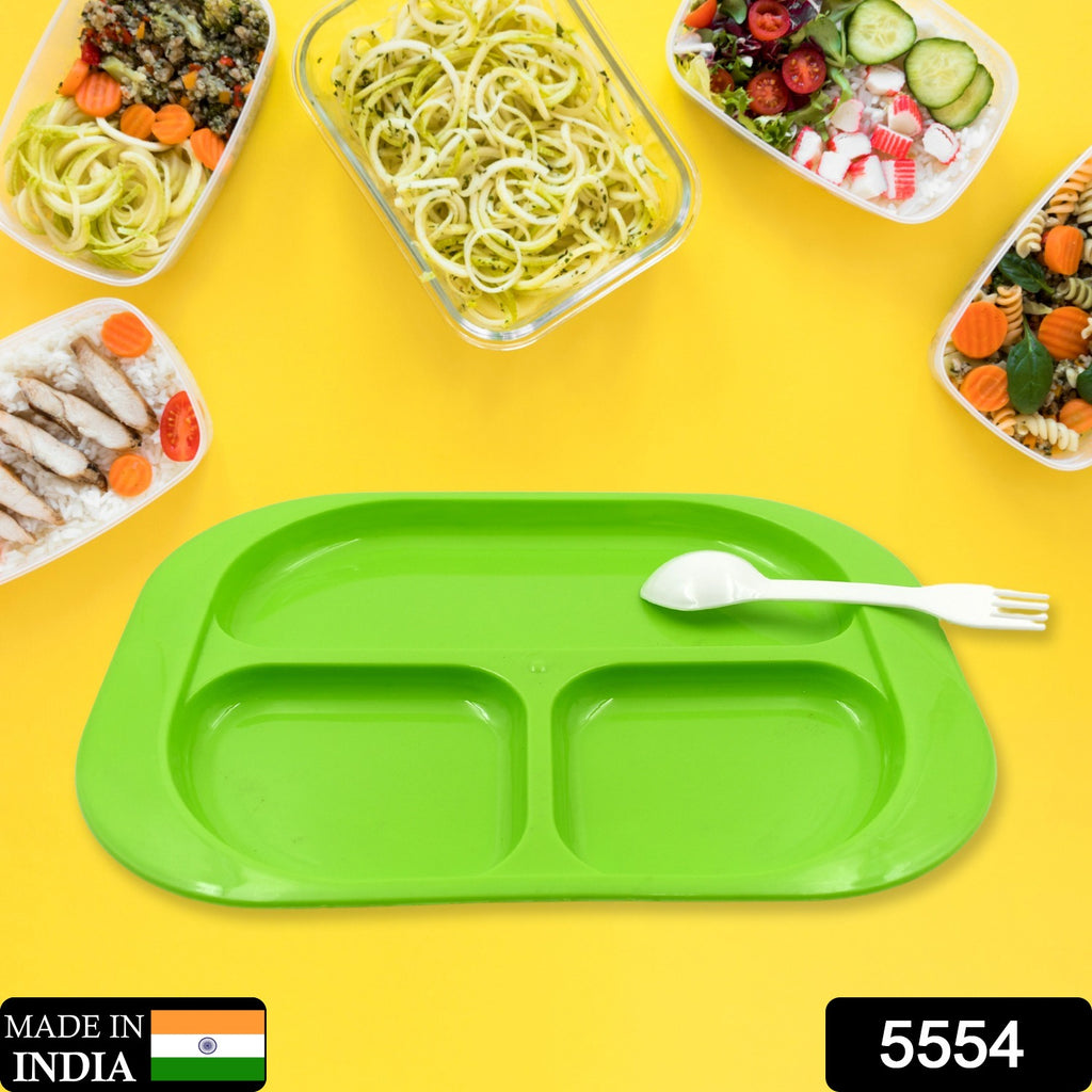 Biodegradable 3-Compartment Square Plate with Spoon