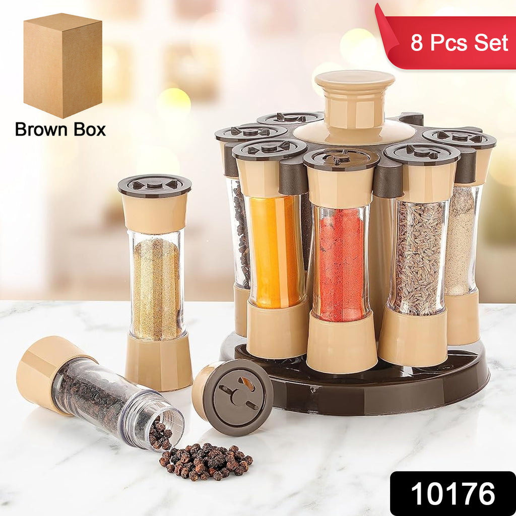Revolving Spice Rack with 8 Spice Jars for Kitchen