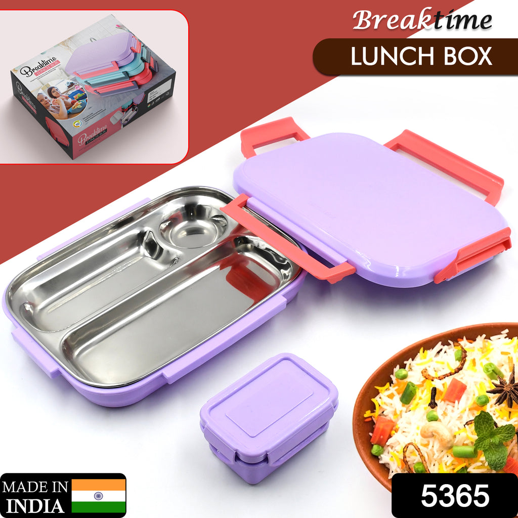 Small Plastic Lunch Box with Steel Plate for Kids (1 Pc)