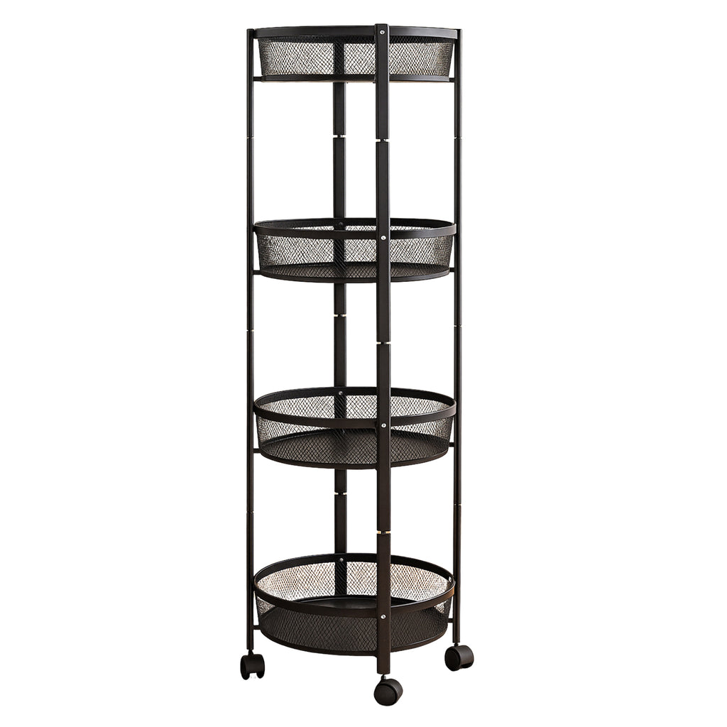 4-layer Round Metal Mesh Storage Organizer Rack With Wheels (1 Pc ...
