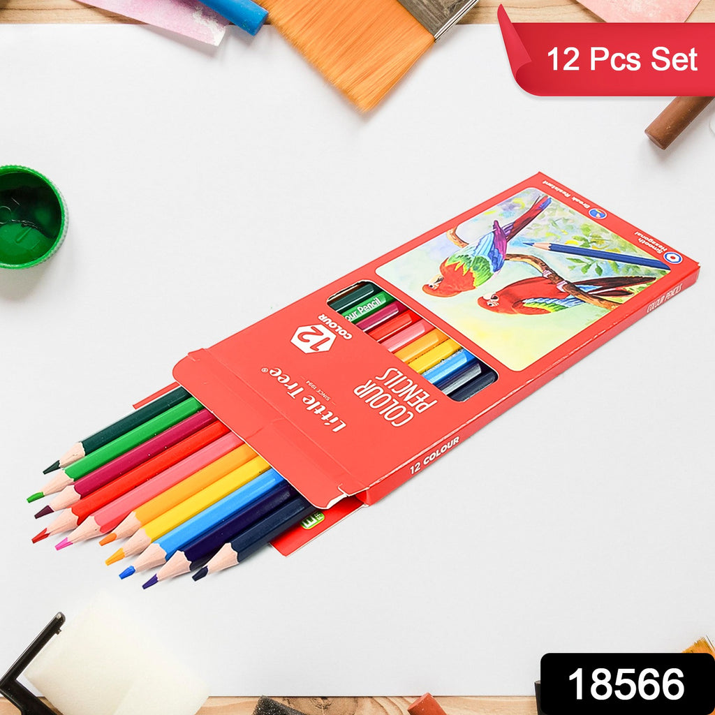 Wooden Color Pencils Set for Art & Drawing (12 Pcs)