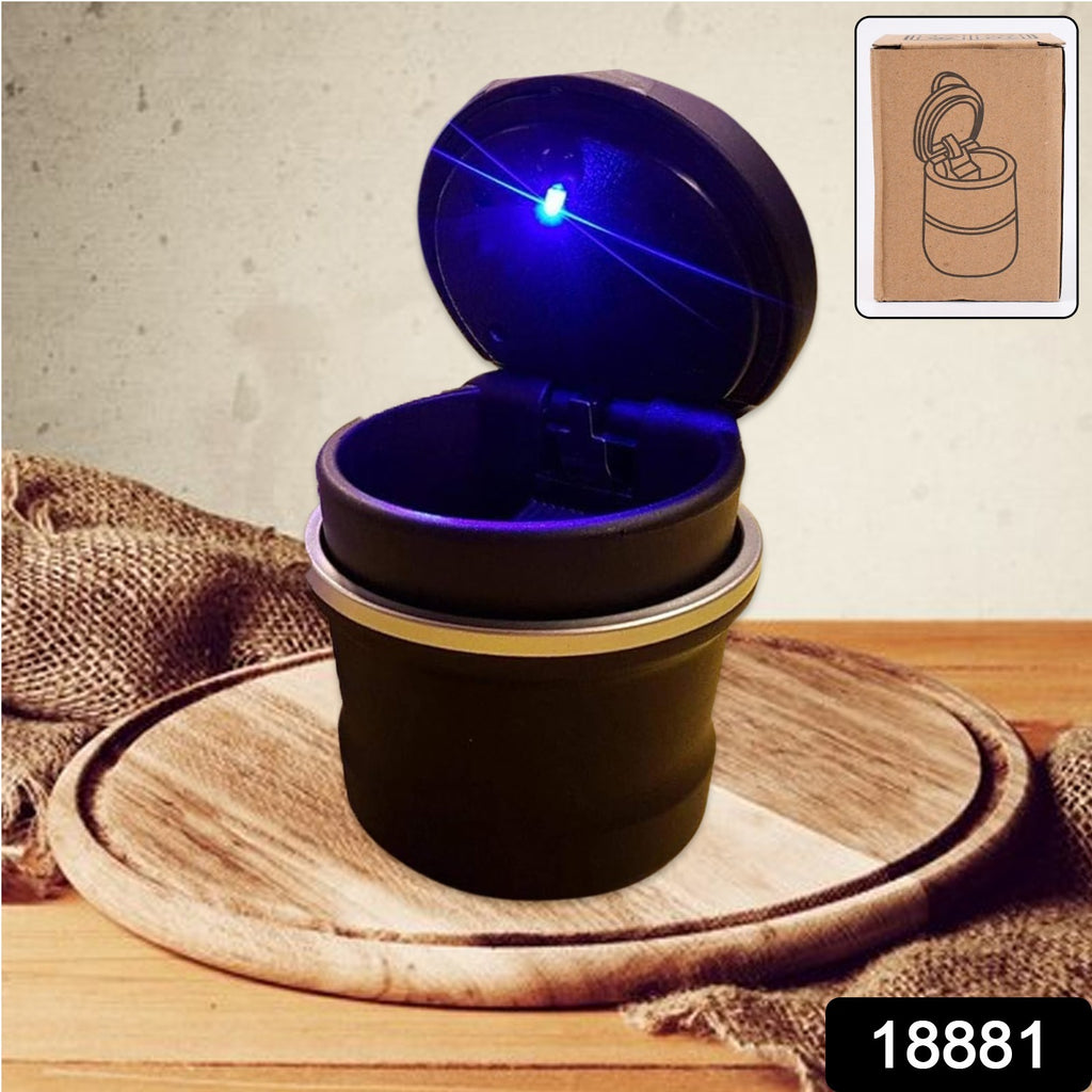 Portable Car Ashtray With Lid & Blue LED Light (1 Pc)