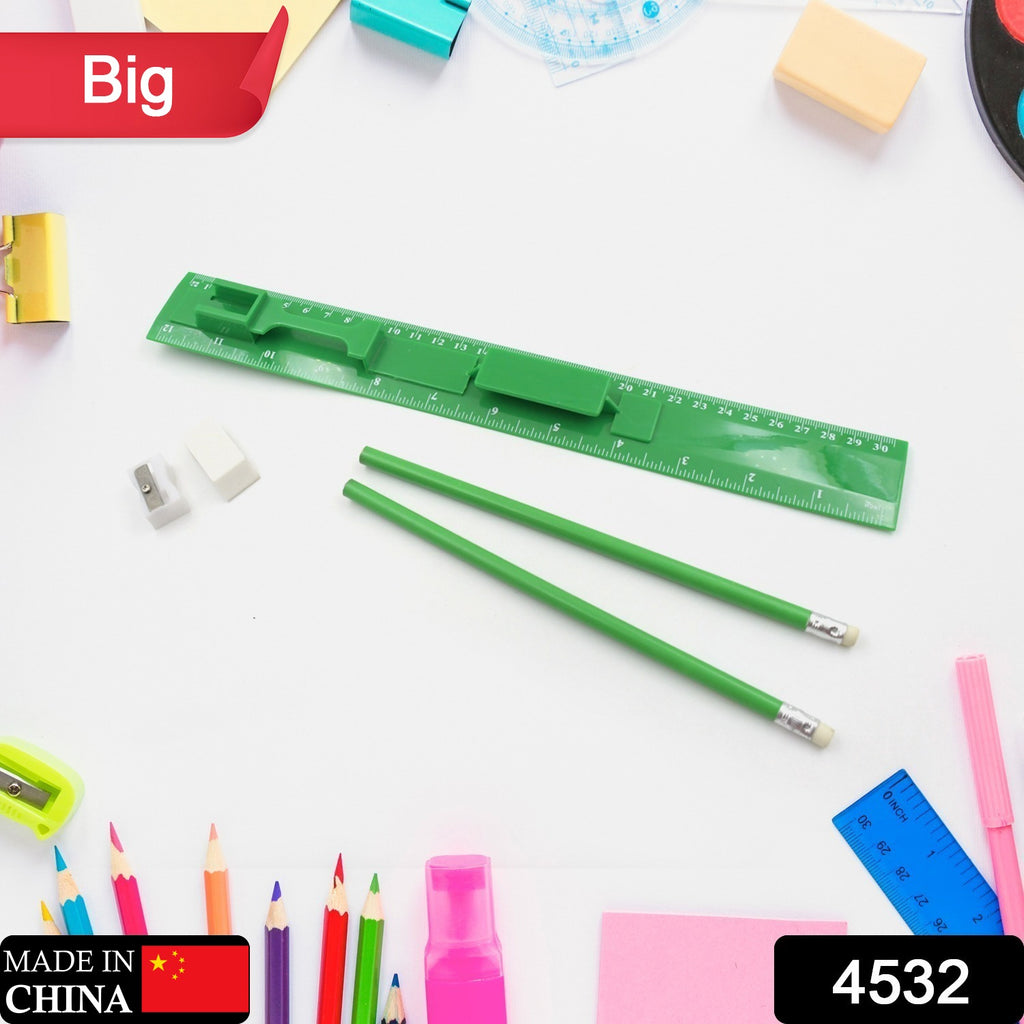 School Office Set: Ruler, Pencil, Eraser, Sharpener