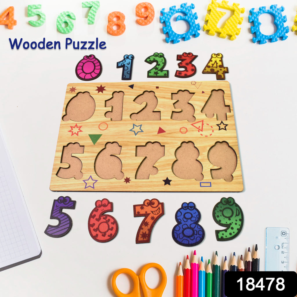 Wooden Number Puzzle Educational Board (1 Set 28x20 Cm)