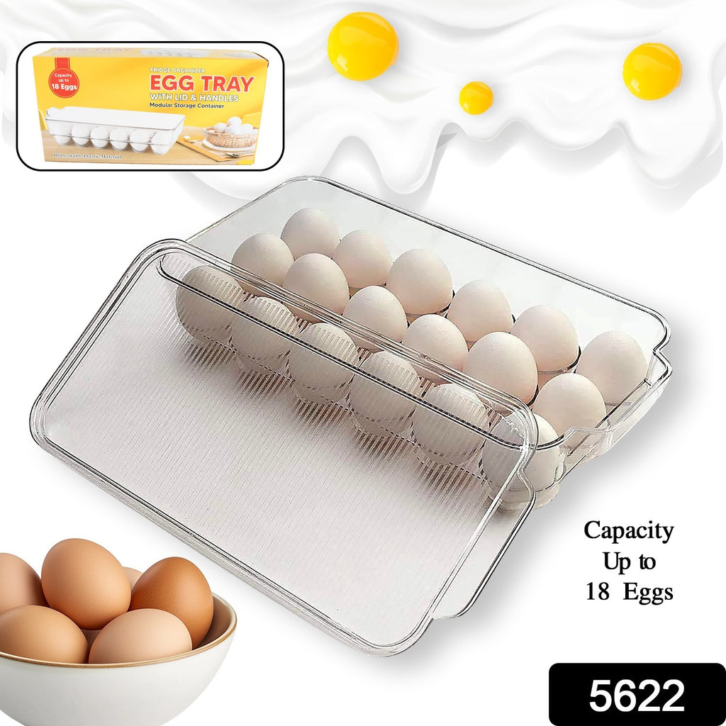 Plastic 18-Cavity Egg Storage Box, Refrigerator Tray