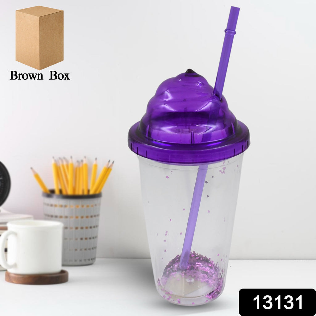 Cold Drink Cup Reusable Tumbler With Lid & Straw (1 Pc)