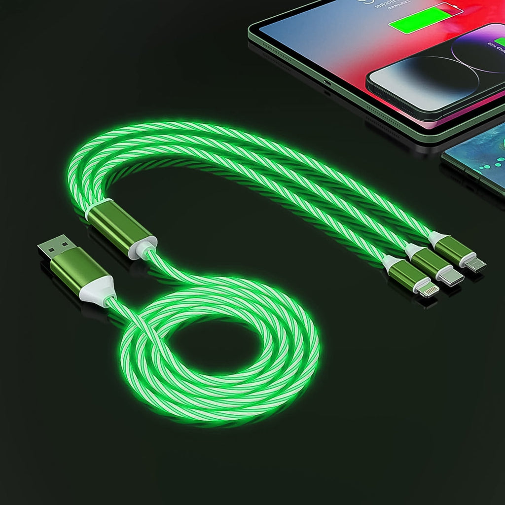 3-in-1 Charging Cable with LED Fast Charger (1 Pc)