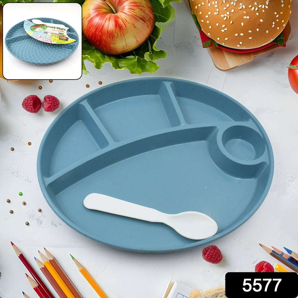 Biodegradable 5-Compartment Food Plate with Spoon (1 Pc)