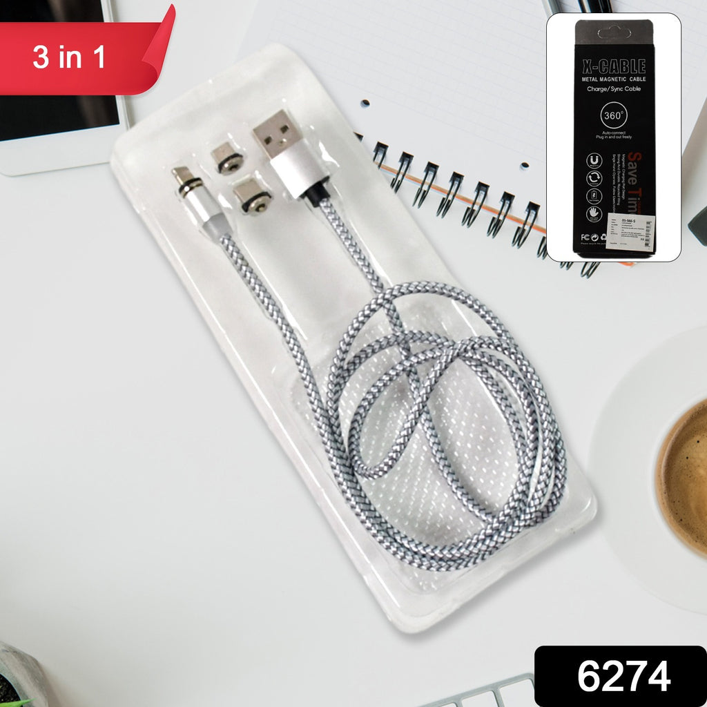3-in-1 Magnetic Multi-Charging Cable 1 Pc