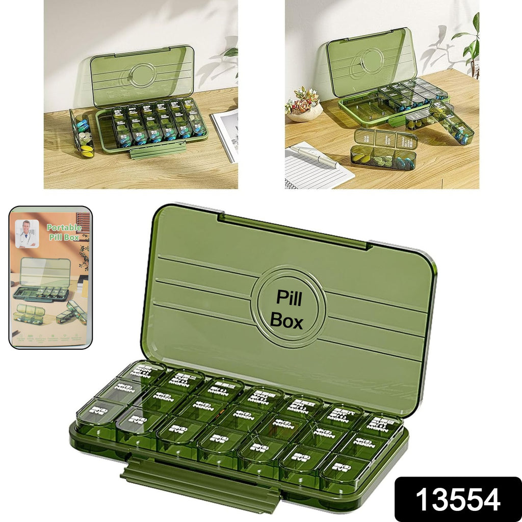Portable Weekly Pill Organizer 21 Grid Container (1 Pc)