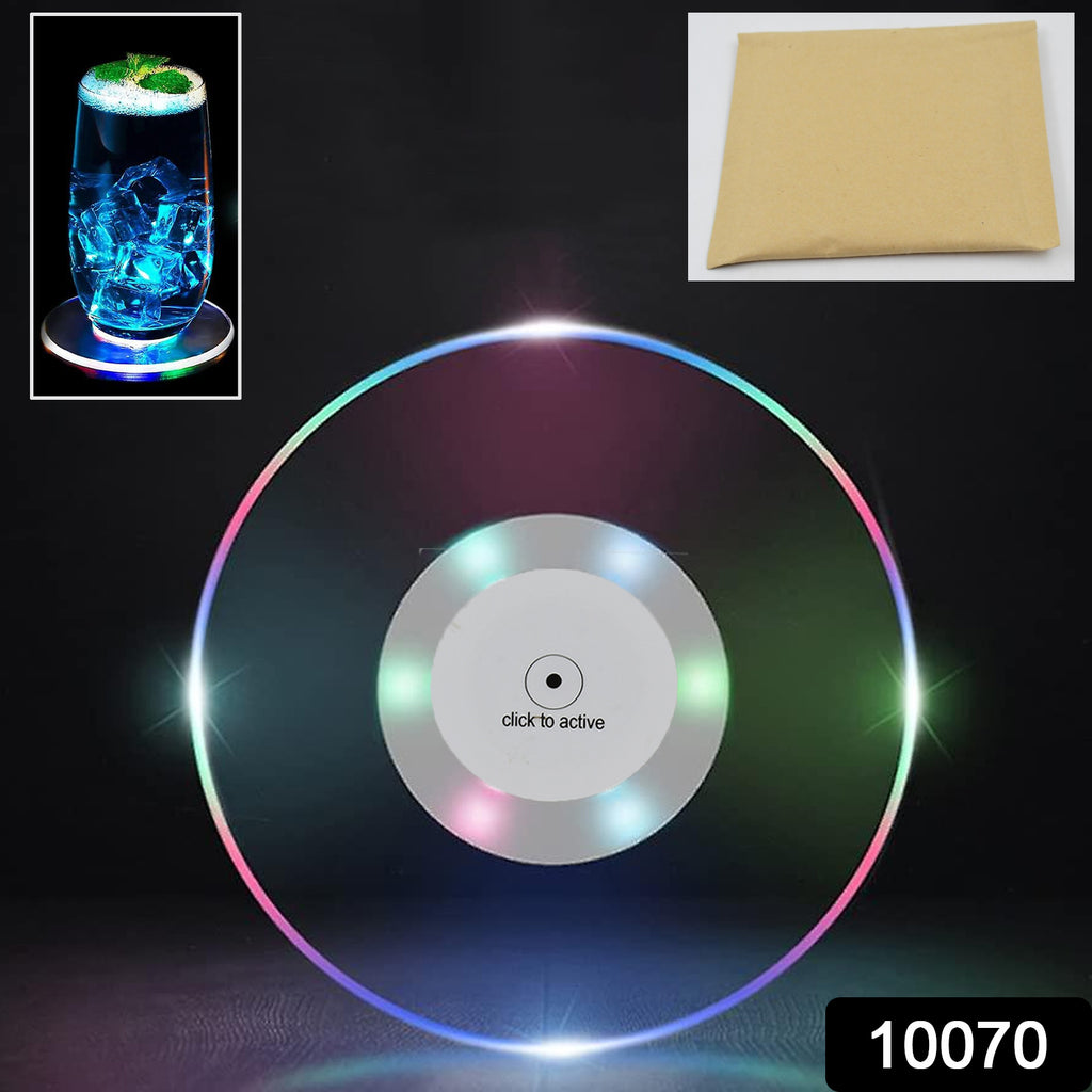 Colorful LED Cocktail Coaster, Round, Ultra-thin