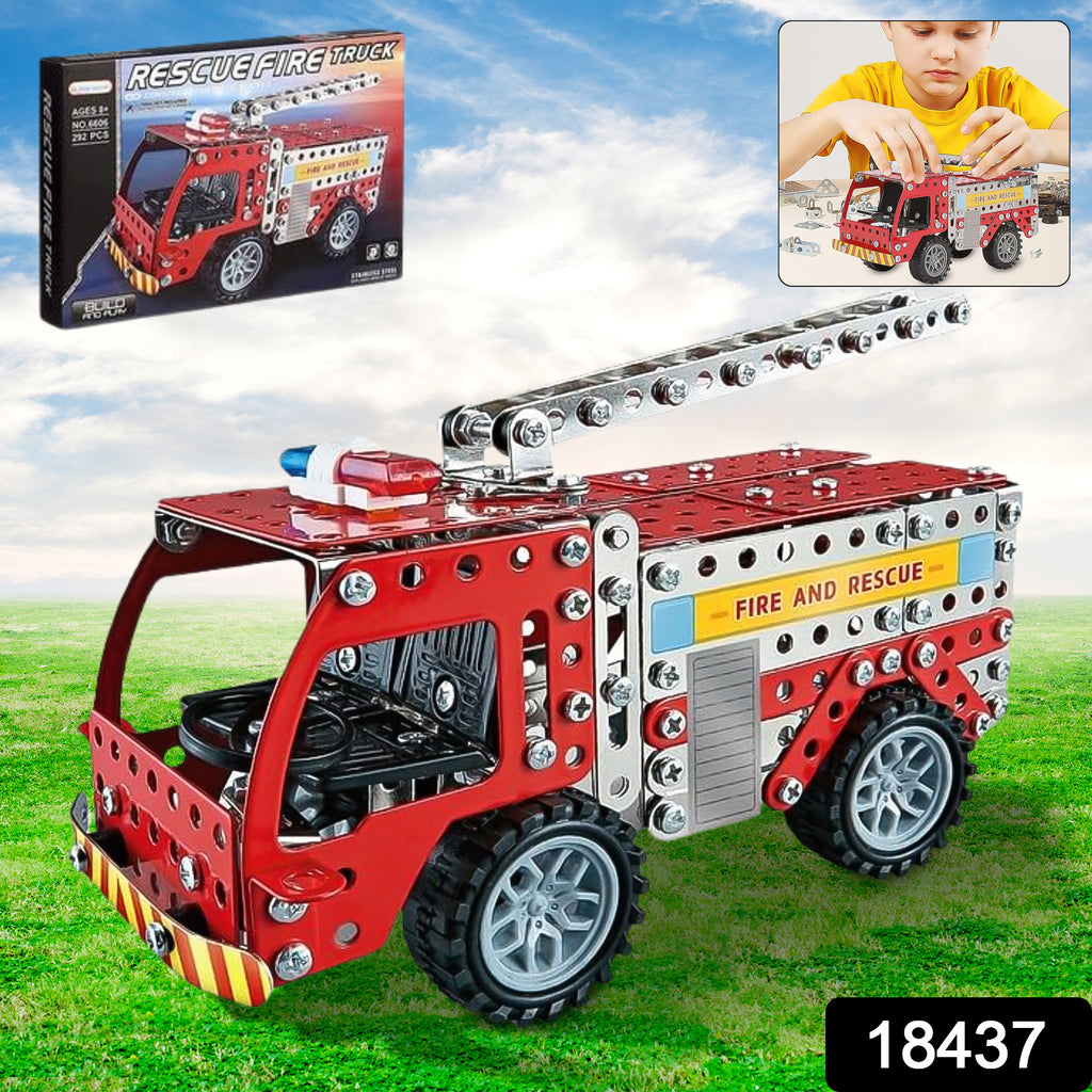 Metal DIY Fire Truck Building Blocks Toy for Kids (292 pcs)