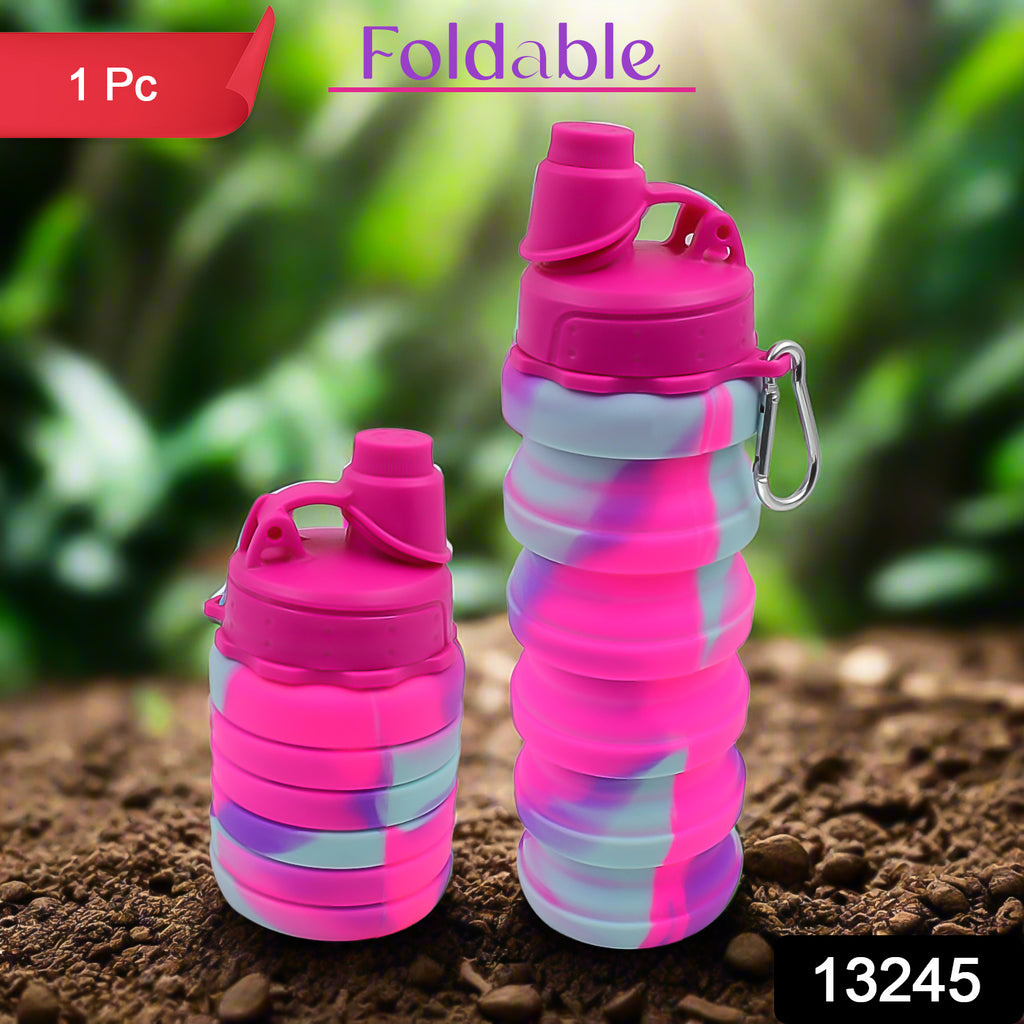 Silicone Foldable Water Bottle (500ml, 24cm Foldable)