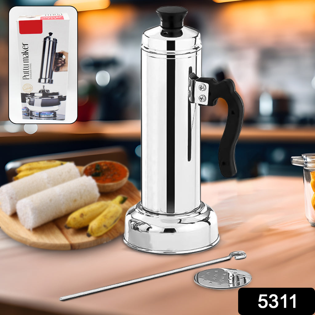 Puttu Maker with Steamer Plate, Stainless Steel (1 Pc)