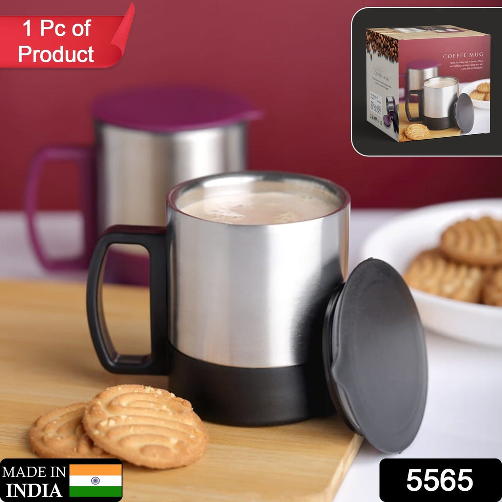 Stainless Steel Coffee/Tea Cup with Lid, Hot Mug (1 Pc)