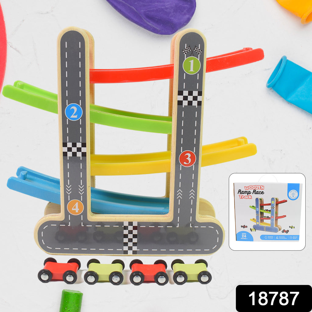 Car Racer Track Play Set Wooden Click Clack Toys (1 Set)