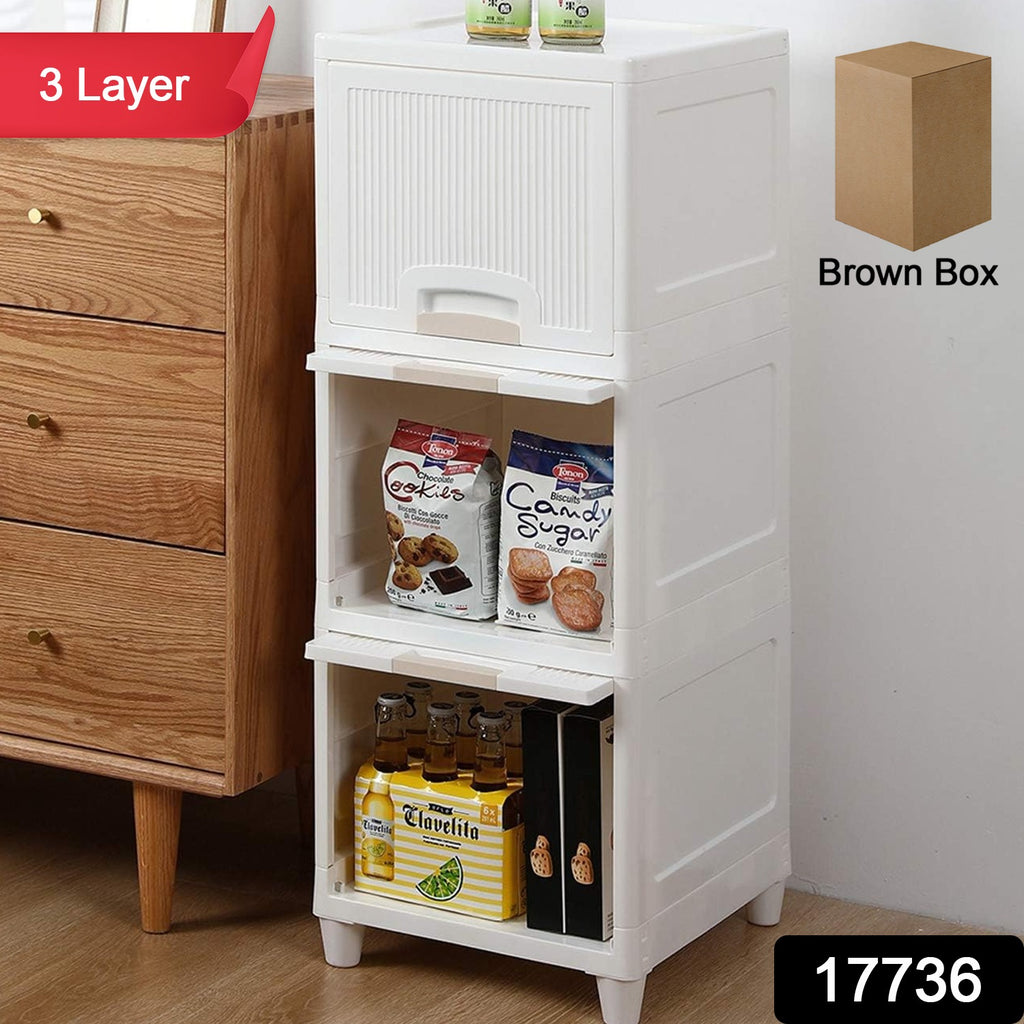 Multipurpose Plastic Storage Cabinet, 3 Layers