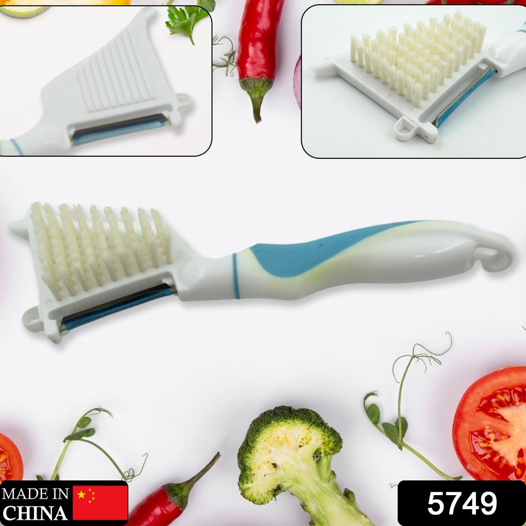 Vegetable Peeler with Cleaning Brush, Long Handle