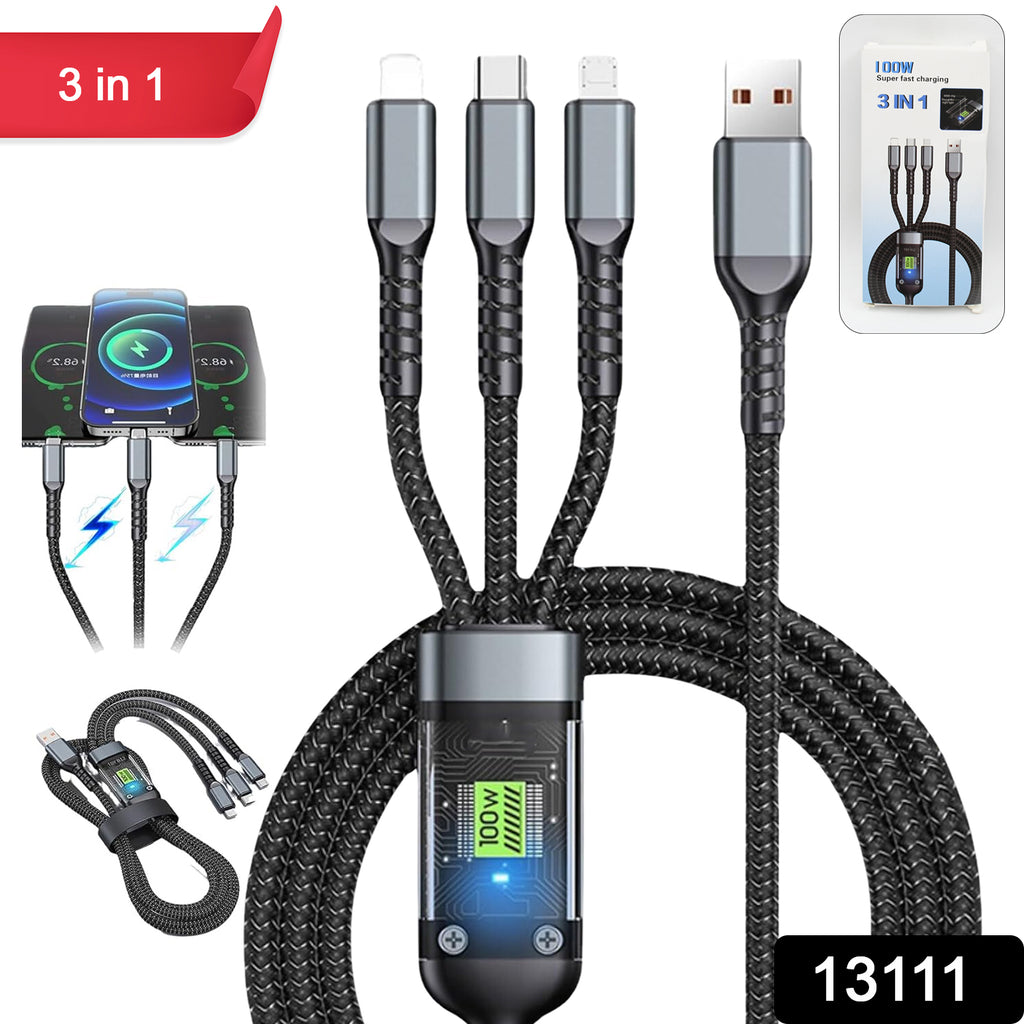 Super Fast Charging Cable 3-in-1 Nylon Braided Cord