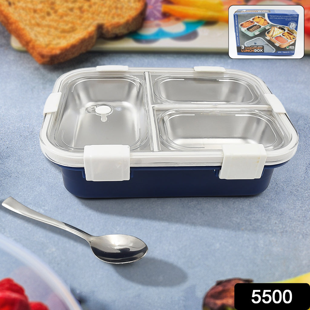 3 Compartment Stainless Steel Lunch Box for Kids