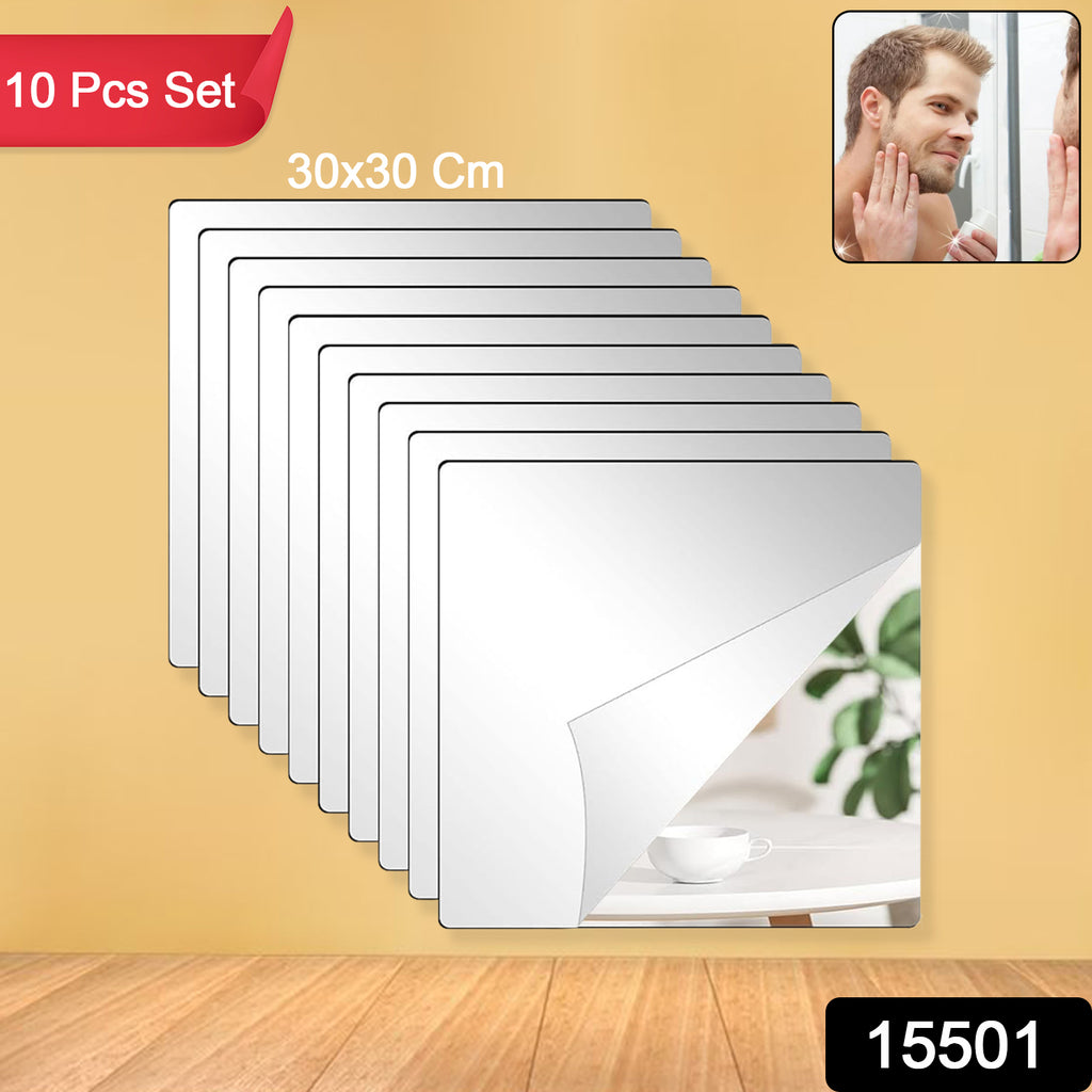 Flexible Acrylic Mirror Set (30x30 Cm  10 Pcs Set)