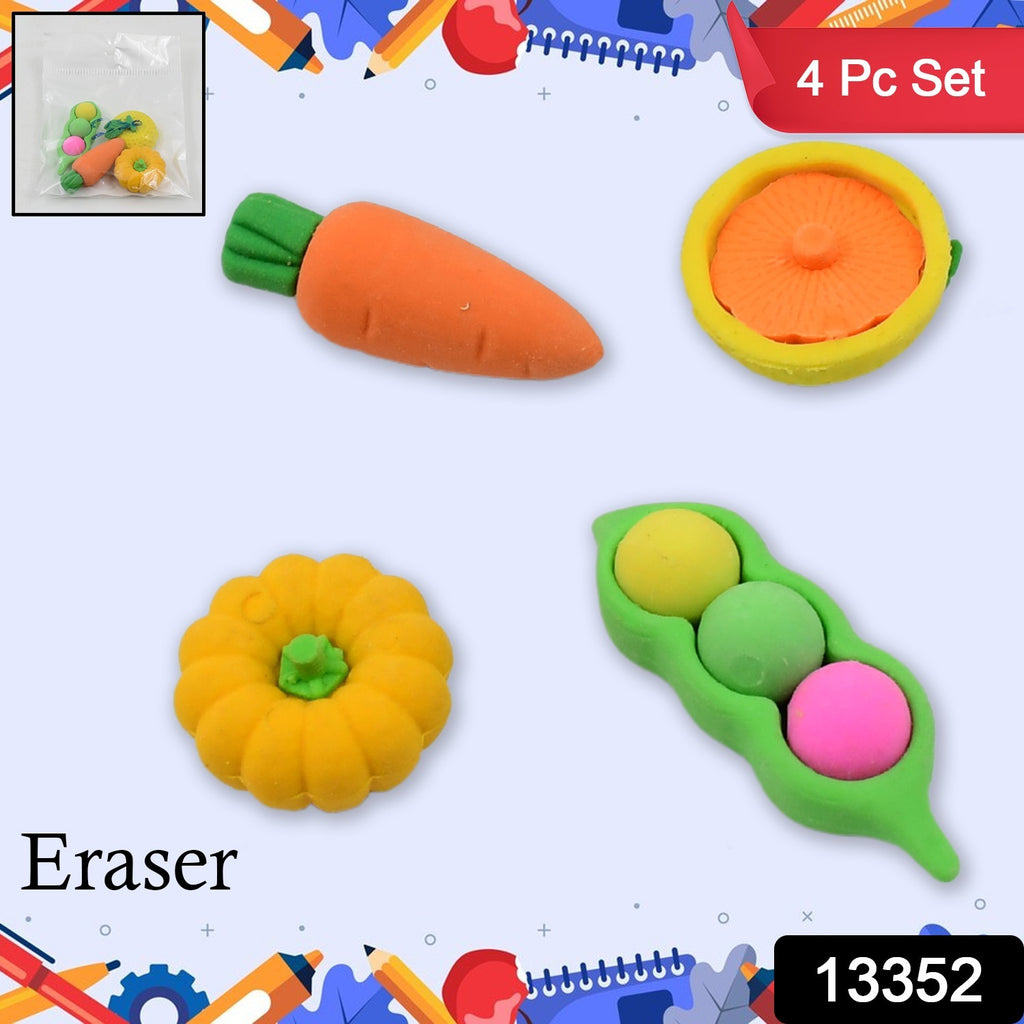 Mix Design Colorful Erasers Set for Kids (4 Pc Set)